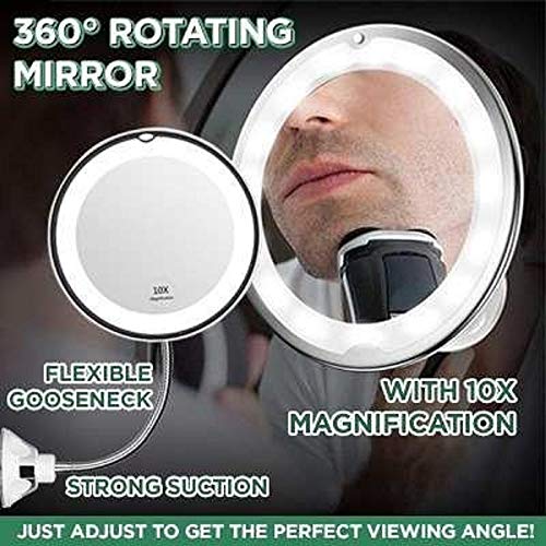 Espelho Banheiro Led 360 Flexível 10x Aumento Ventosa Maquiagem