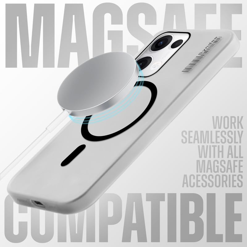 Image of Mr. Case Back Cover for Oppo Reno 13 5G Elegant Frosted White Translucent Back | Only Compatible with Wireless Magnetic Accessories | Anti-Scratch Shockproof Phone Case - Black