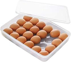 COOLFUNLIFE Egg Holder for Refrigerator with Lid, Covered Eggs Tray Carrier Food Storage Containers, Plastic Stackable Organizer Case Protect and Keep Fresh for Fridge , Stores 24 eggs (Pack of 1)