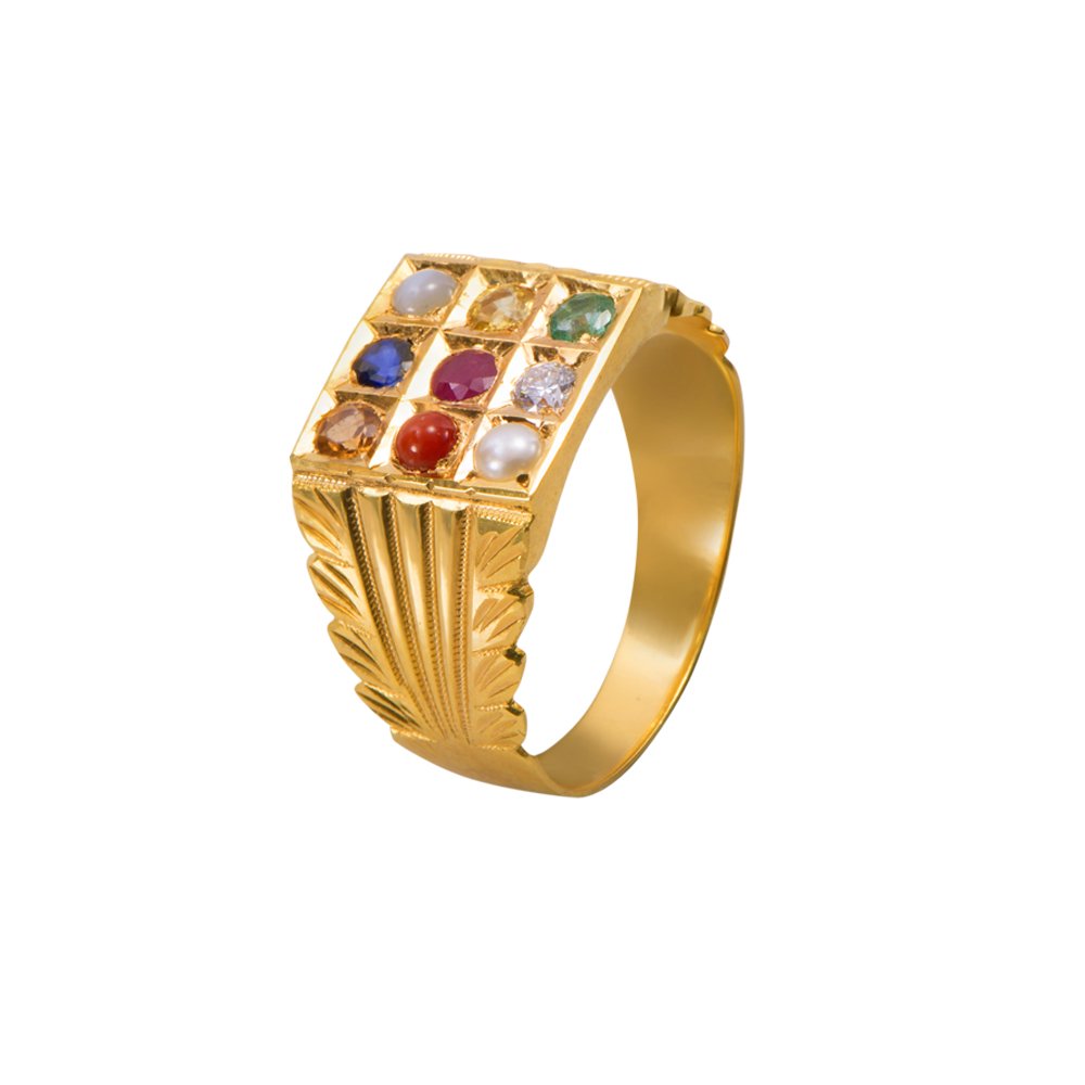 Buy Joyalukkas Navarathna Collections 22k Yellow Gold and Gemstone Ring
