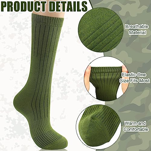 Hercicy 6 Pairs Men's Army Socks Military Boot Socks Cotton Crew Dress Stocking Men Plain Casual Season Grade Regular Fit3
