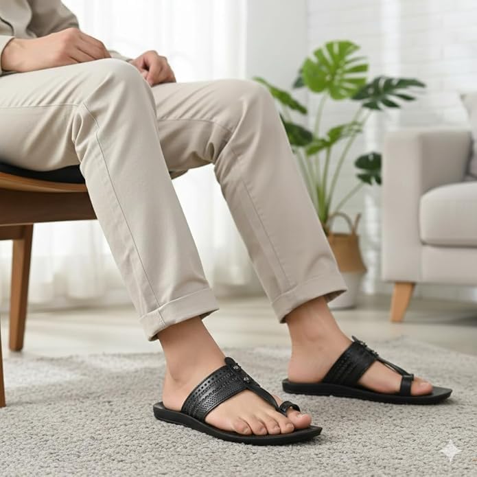 Image of Poddar Slippers, Sandals & Chappals for Men | Synthetic Leather Comfortable Footwear | Daily Use, Casual, Party, Stylish, Durable, Waterproof, Soft Sole, Anti-Slip (30052 Slipper)