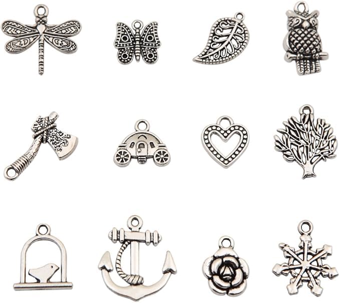 9Carat 100Pcs Wholesale Bulk Lots Tibetan Silver Plated Mixed Pendants Charms for jewelry making