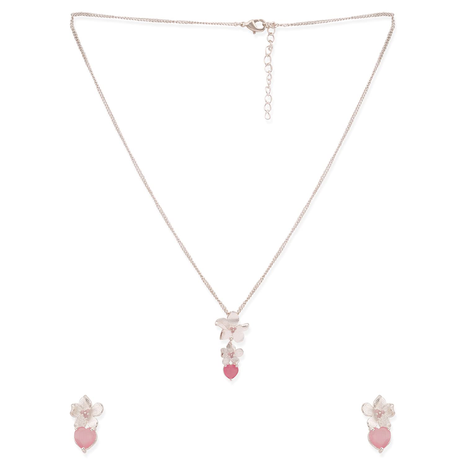 Floral Pendant Set with Paradise Plated Finish