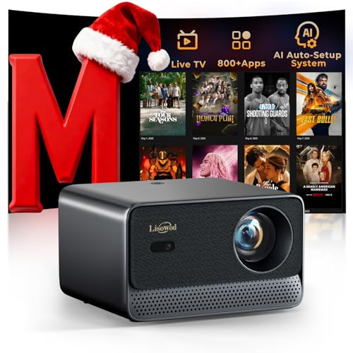Projector with WiFi and Bluetooth: [1400 ANSI/Ai Auto Focus/800+ Apps/Auto 4P Keystone/Compatible...