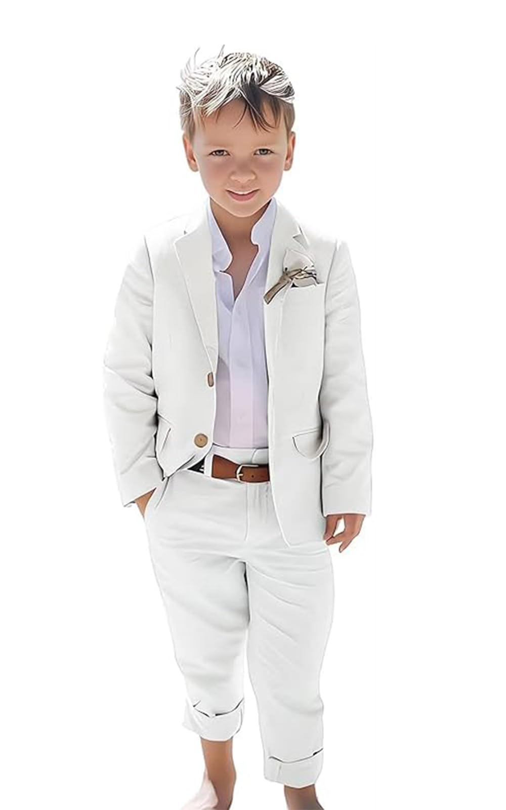 Leinenanzug für Jungen, 2-teilig, schmale Passform, Anzug für Sommer, Abschlussball, Smoking mit Jacke und Hose