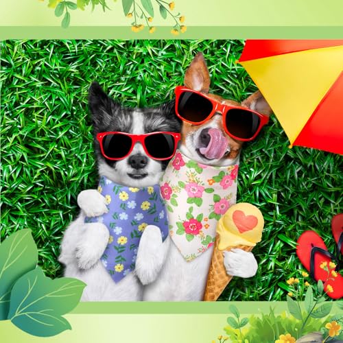 Preboun 50 Pcs Spring Dog Bandanas Bulk Floral Dog Bandanas for Dogs Triangle Kerchief Bibs Scarf Set for Pet Costume Photo Props Accessories Pet Shops Adoption Events, 25 Styles(25.6 x 17.7 x 17.7) - Thumbnail 4
