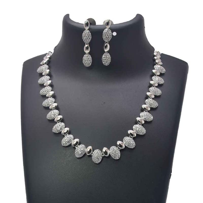 Image of KOLLAM SUPREME SIMPLE OVAL SHAPE ZIRCON NECKLACE SET FOR WOMEN