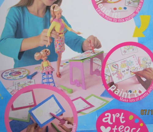 Muñecas Barbie y Kelly Art Teacher con escritorio y accesorios miniatura 5