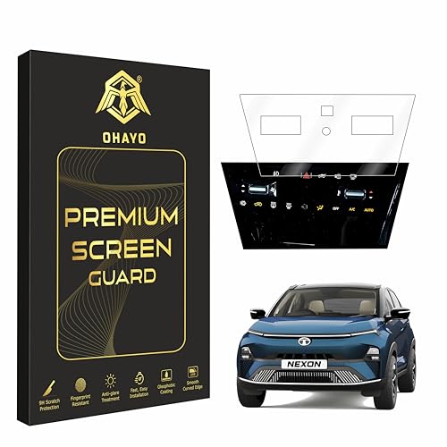 Image of OHAYO AC Panel Screen Protector for Tata Nexon 2023 Facelift Touch Ac Cluster 9H Hardness, Military Strength, Anti-Scratch, Water & Fingerprint Resistant AC Console Protection | Bubble-Free Fit | Not Tempered Glass