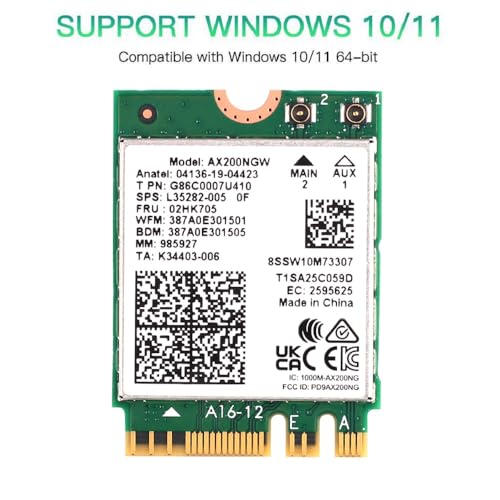 Tarjeta de Red WiFi 6 AX200NGW para Laptop, 3000 Mbps, Bluetooth 5.2, Formato M.2 2230, con Soporte MU-MIMO y OFDMA, Seguridad WPA3, para Juegos, Transmisión y Trabajo Remoto miniatura 6