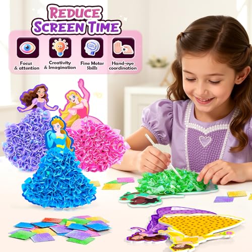 Gooidea 10PCS Poke Arts and Crafts for Girls Ages 4, 5, 6, 7, 8, 9, Classical Princesses Poking Art, Mess-Free DIY Craft for Kids DIY Creative Activities Pretend Play Toy Gifts for Kids Age 4-9 - Image 2