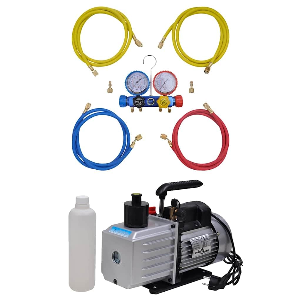 Vakuumpumpe 100 L/min 4-Wege-Manometer Set Klimaanlagen Wartung