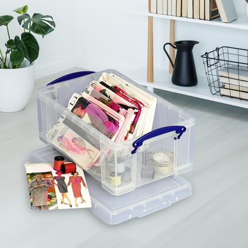 Image of Really Useful Box Stackable 9 Liter Plastic Storage Container, 5 Pack | Bin with Snap Lid & Built-In Clip Lock Handles for Home & Office Organization