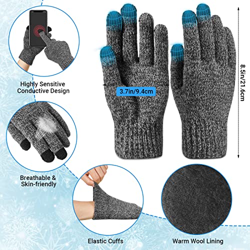 Conjunto de gorro, bufanda y guantes grises para hombre perfectos para el frío invernal diario 3
