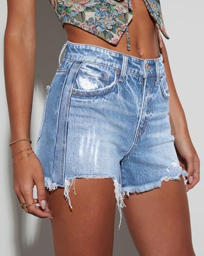Image of CHICZONE Womens Mid-High Waisted Stretchy Denim Jean Shorts