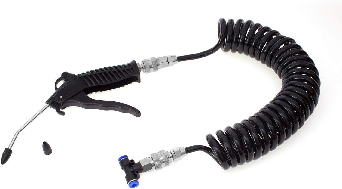 Sunxenze Air Duster Blow Gun with 5 Meter Long Coil PU Air Hose,Air Tank Blow Gun Kit,Blue : Automotive