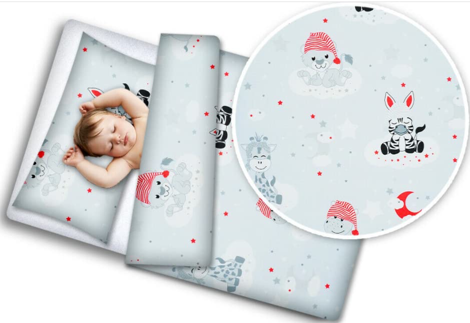 Babymam Baby 2Pc Bedding Set 100% Cotton Pillow Case Duvet Cover 135x100cm (Sweet Animals Grey)