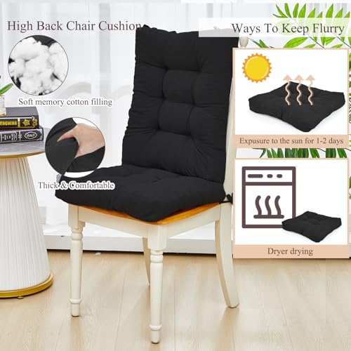 Image of Juexica Black 17 x 17 Inch 4 Sets Outdoor Patio Chair Cushion