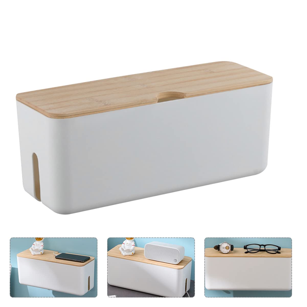 Estuche Organizador de Cables de Plástico Blanco para Oficina y Salón
