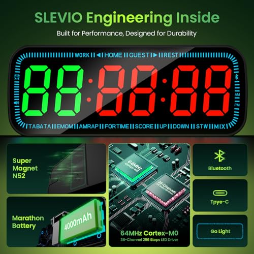 Gym Timer Clock Bluetooth App Controlled Magnetic Workout Interval Timer, Home Large LED Digital Display, Countdown Clock for Score Crossfit, Tabata, HIIT, EMOM, Boxing - Image 2