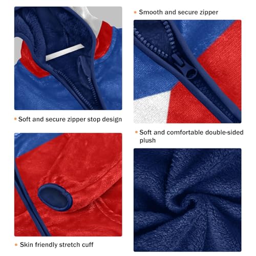 Aflyko Patriot Boys Fleece Coat Blue Zip-Up Hoodie Kids Hooded Jacket 3-10T4