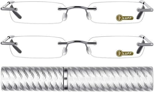 LUFF - Paquete de 2 mini lentes de lectura portátiles actualizados, unisex, con estuche único de clip para bolígrafo (2.0X)