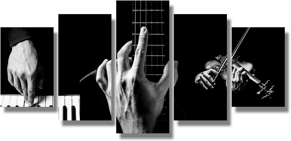 5 Piezas De Arte De Pared De Lienzo Moderno 5 Piezas Manos De Músico Tocando Instrumento Musical Canvas Home Deco Art Wall Print Cuadro Modular, Habitación Infantil Impreso Wall Canvas-16276973411683