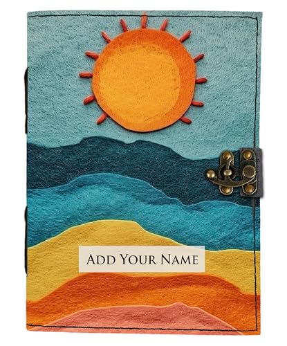 Image of DI-KRAFT Customize Diary with Name with Beautiful UV Prints | Customized Leather Writing Diary Unruled White Paper Journal Personal Notepad Sheets Daily Planner for Gifting (Pattern 9)