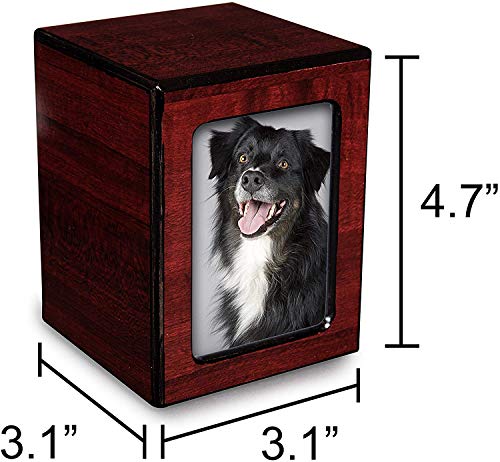 Chateau Urns - Society Collection - Photo Keepsake Cremation Urn - Memorial Box for Ashes - Small (up to 46 lbs) - Cherry Finish