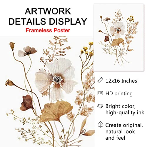 Botanical Canvas Wall Art Wildflower Painting On Canvas Minimalist Flower Prints Boho Plant Artwork Farmhouse Flower Pictures Watercolor Minimalist Wildflowers Art Print Leaf Pictures 12X16Inch No Frame #TOP3