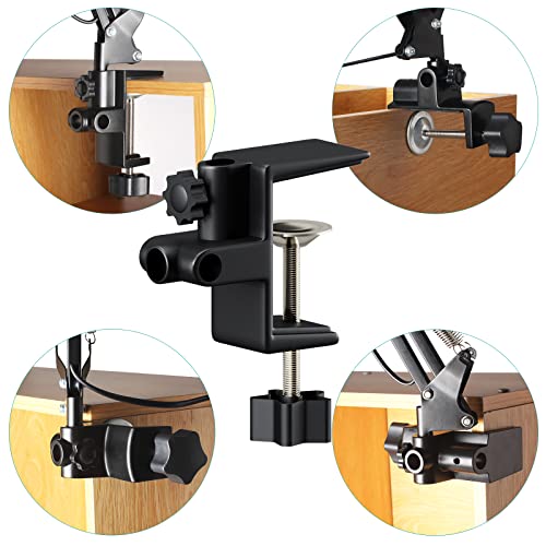 2Pcs Replacement Desk Clamp, Kuvrs Metal Mounting Table Clamp 2 Inch Large Area Contact Base, Non-Slip Desk C Clamp For Swing Arm Magnifying Desk Lamp Microphone Suspension Boom Scissor Arm-Black #TOP3
