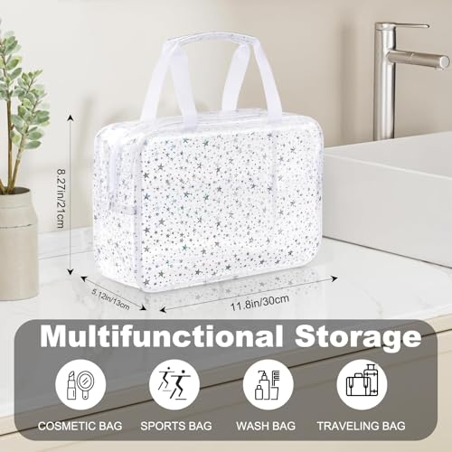 PVC Clear Makeup Bag for Women Waterproof Star Make Up Bag Toiletry Bag Travel Durable Cosmetic Bag Large Cute Tote Bag Organizer Makeup Pouch4