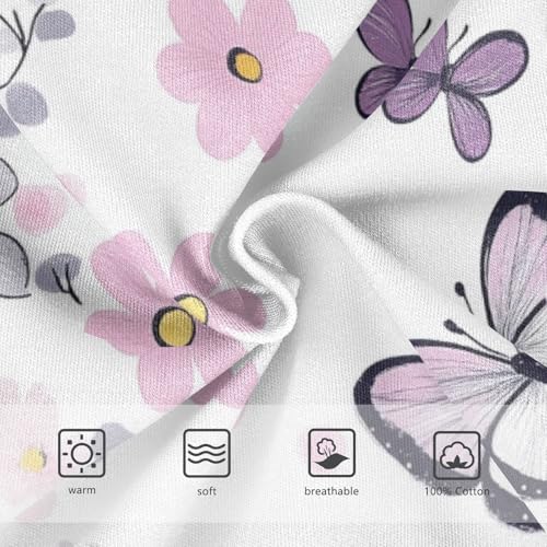 Wusikd Butterflies Flowers Boys' Underwear Cotton Pink Purple Boys Briefs Soft Toddler Underwear 2T3