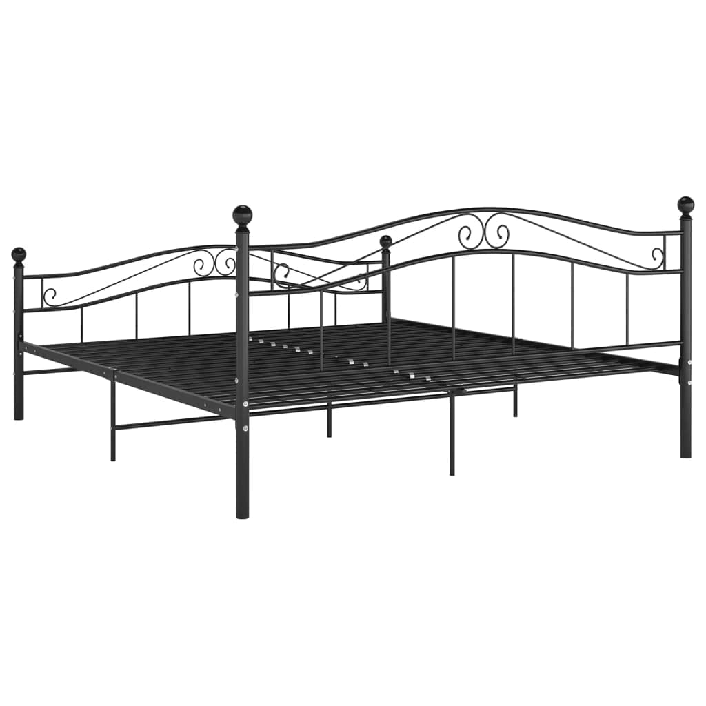 vidaXL Estructura de Cama Dormitorio Habitación Muebles Mobiliario Matrimonio Cuarto Descanso Robusta Duradera de Metal Negro 200x200 cm