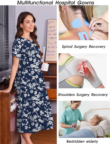 Image of Deyeek Hospital Gowns for Women Labor Delivery Shoulder Surgery Dress Adaptive Clothing Night Robes for Elderly Plus Size
