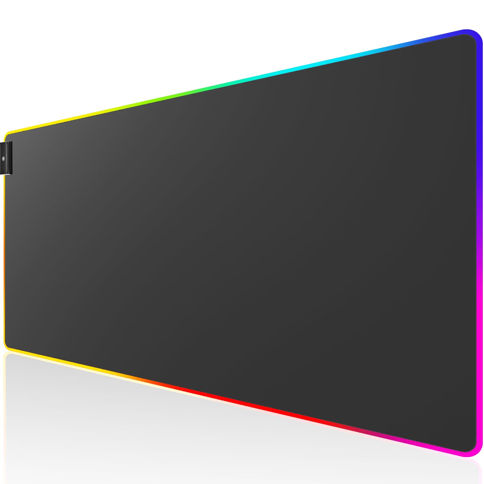KTRIO RGB Large Gaming Mouse Pad Desk Mat, Superior Micro-Weave Cloth for Precise Mouse Control, Non-Slip Rubber Base, Stitched Edges, Water-Resistant, for Gamer, Office & Home, 31.5 x 15.7 in RGB Black 31.5L x 15.7W inches