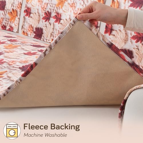 Image of HOKIPO 'Nature Muse' Premium HD Printed Holland Velvet Sofa Cover Mat for 1 /2 /3 Seater & L-Shape Sofa. Make Your Own Sofa Cover Set, Mat 70(D) x 90(L) cm, Autumn Maple (IN-914-D1)