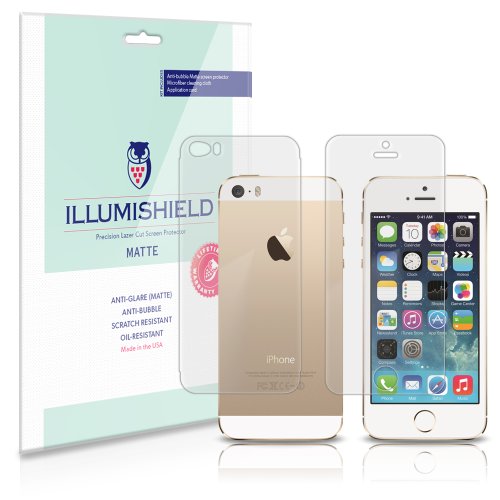 Illumishield Matte Front + Back Protector Compatible With Apple Iphone 5S (3-Pack) Anti-Glare Shield Anti-Bubble And Anti-Fingerprint Pet Film #TOP9