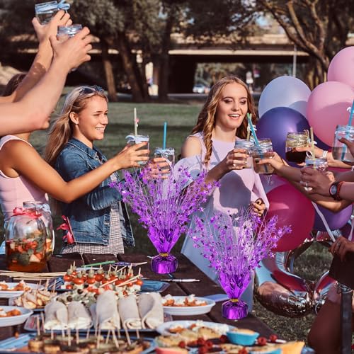 Image of Crowye 3 Pieces Metallic Foil Spray Centerpiece Birthday Table Decoration Star Burst Centerpieces Graduation Table Decor for Birthday 2026 Party Holiday(Purple)