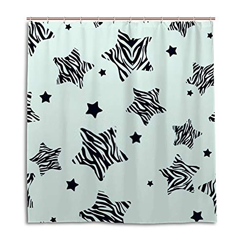 Rideau de douche zèbre Chehongg imperméable en polyester 180x180 cm avec 12 crochets - 2