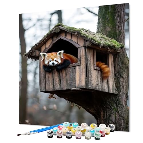 Animal Pintar por Numeros Adultos ábbol Pintura por Numeros 35 x 50 cm, DIY Kit Manualidades Adultos, Paint by Numbers Adult Con Pinceles Pigmento Acrílico Para Decoracion Hogar Pared (Model-1119)