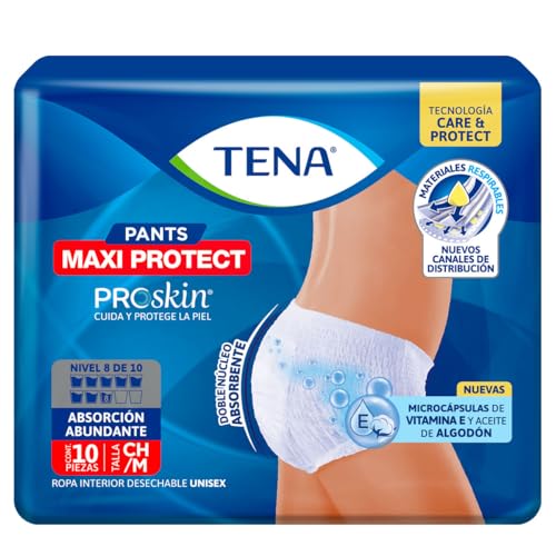 Reviews y listado de Tena flex - solo los mejores. 34 TENA Pants Maxi Protect; Ropa Interior Desechable para Incontinencia, Talla CH/M; TENA; 10 Piezas