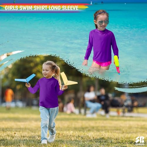 Image of Boys Rash Guard Swim Shirts Long Sleeve UPF 50+ Swimwear Toddler Kids Sun Protection SPF Water Surfing Swimming Shirts 0-16Y