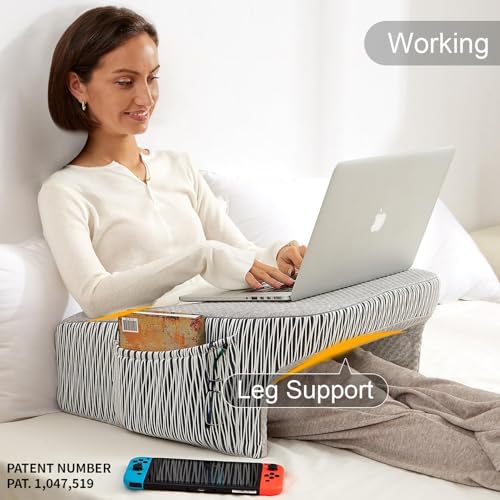 Image of cooloo8 Reading Pillow for Bed, Petite Adults, Teens Arm Rest Pillow, Reading Lap Pillow, Memory Foam Lap Desk Pillow for Reading, Working, Playing, Crocheting in Bed Couch(Ash Grey)