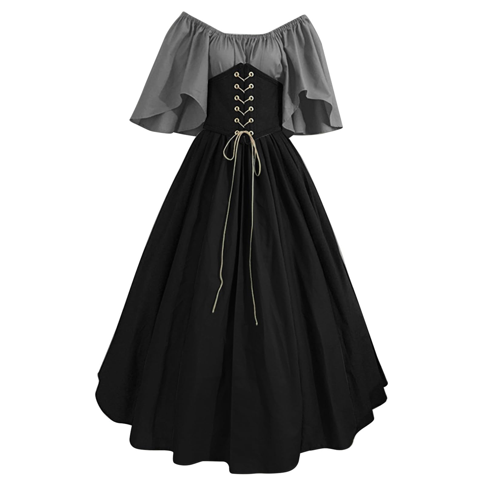 Womens Renaissance Costume Vintage Elegant Lace up Halloween Gown Princess Dress with Corset Medieval Evening Party Prom Cocktail Swing Victorian Dresses for Ladies