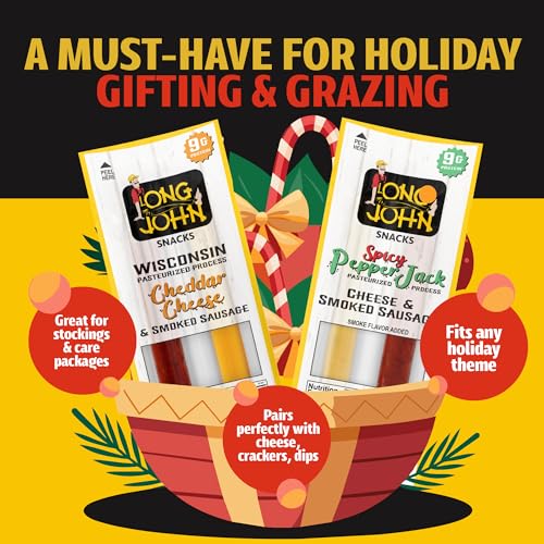 Long John Snacks Meat & Cheese Sticks - Christmas Gift, Stocking Stuffer, White Elephant, Secret Santa, Holiday Charcuterie - Original Smoked Sausage & Real Wisconsin Cheddar Cheese - 12 Pack - Image 3