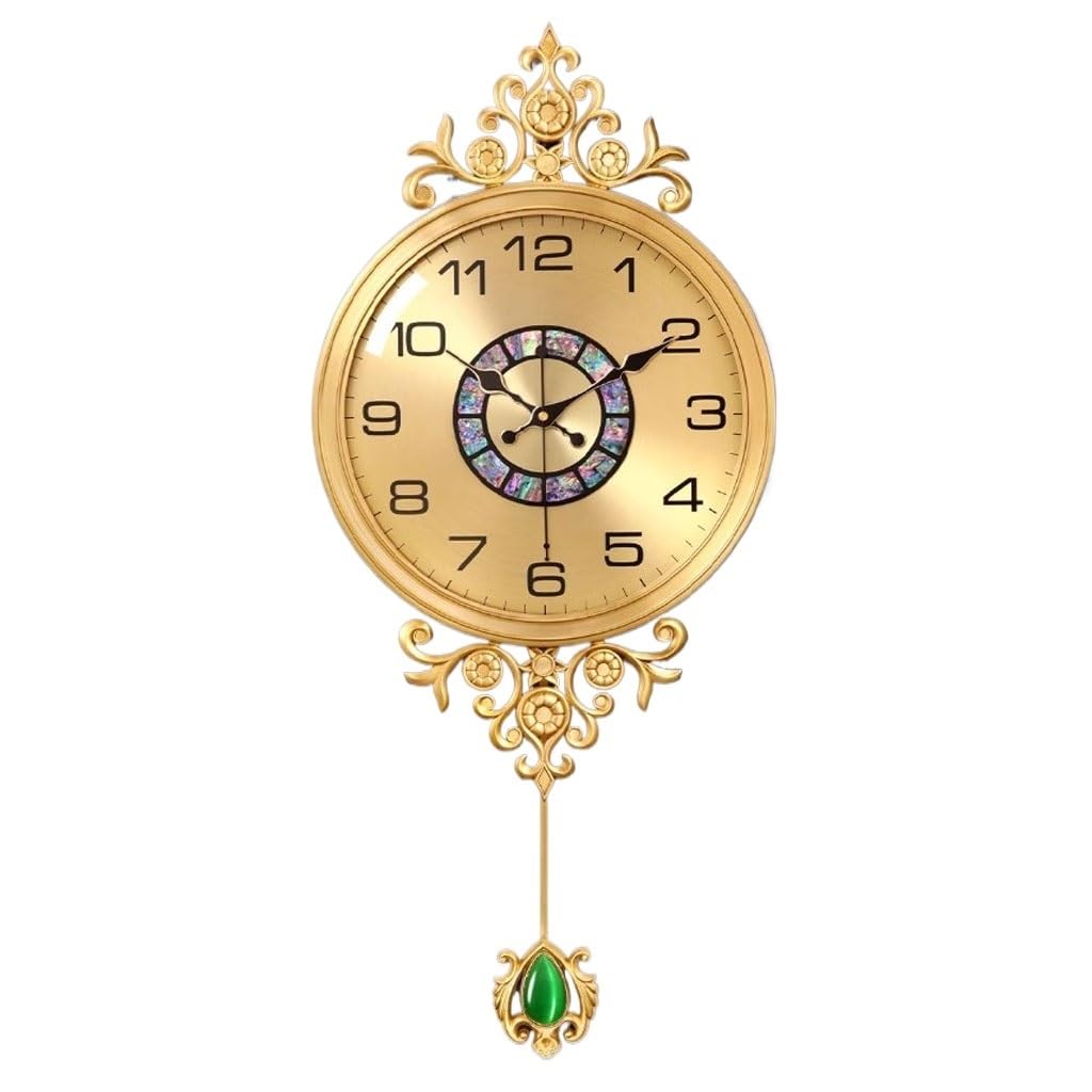 Horloge murale en laiton silencieuse pour salon et chambre