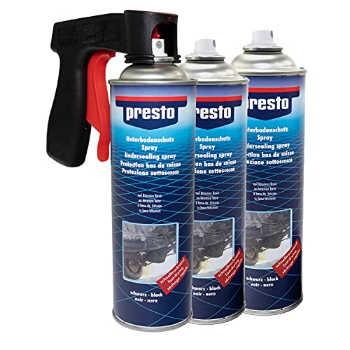 Presto Lot de 3 sprays de protection de bas de caisse avec poignée pistolet Noir 500 ml