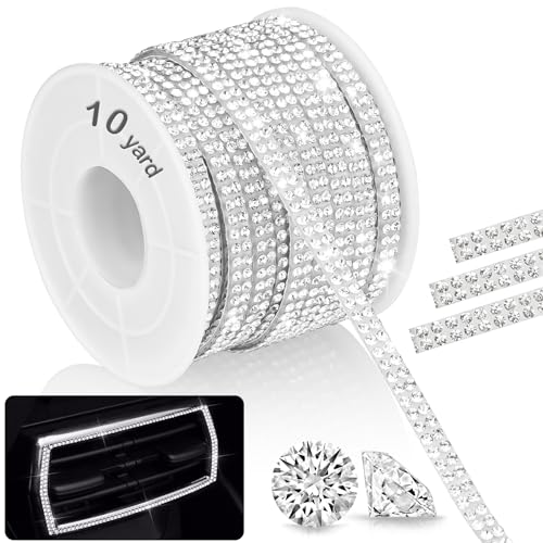 NiArt 10-Yard Self Adhesive Crystal Rhinestone Ribbon, Durable Sparkling Glass Diamond Decoration Ribbon for Car Interior, Tech Gadget & More, Easy to Apply Strong Adhesion for Long-Lasting Brilliance
